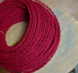 red wine burgundy cotton twisted cloth covered 2 wire