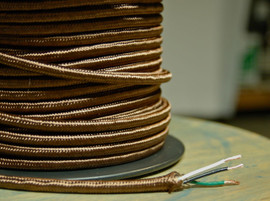 brown round cloth covered 3 wire