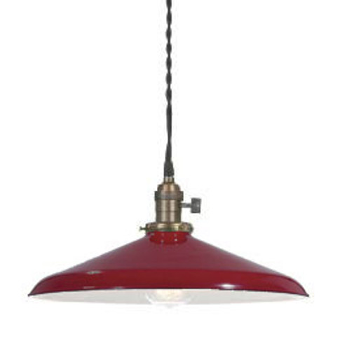 Red Porcelain Enamel Shade: 14" Rounded Industrial Metal
