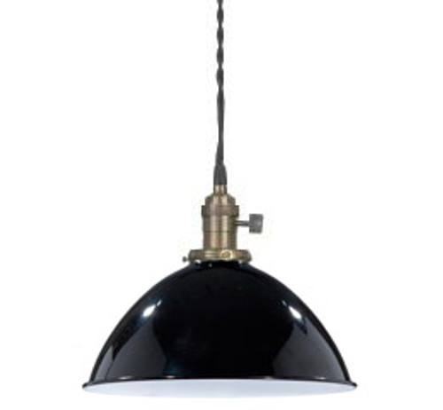 Black Porcelain Enamel Shade: 10" Industrial Metal Dome