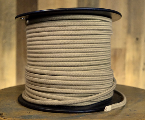 Beige (Tan) Parallel (Flat) Cloth Covered Wire, Cotton - PER FOOT