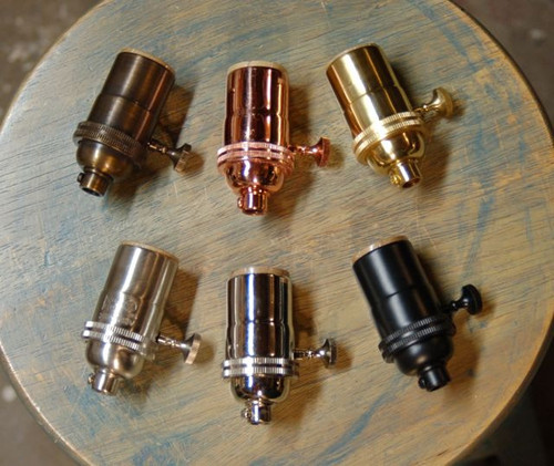 Solid Brass Light Socket, 1-Way Turn Knob