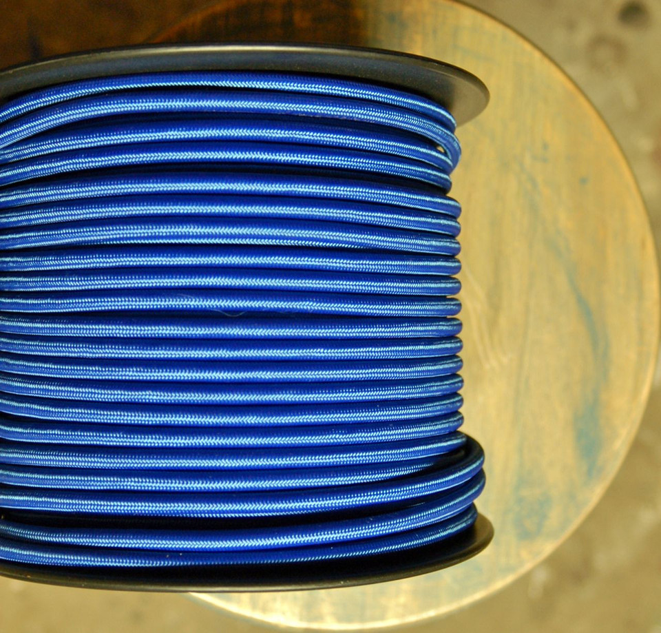 Blue Nylon 3-Wire Cord - Round | Blue Nylon Covered Electrical Wire