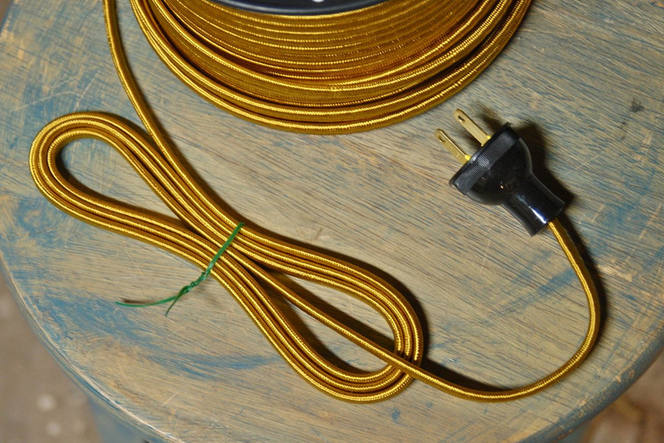 Gold Rayon Covered Flat Electrical Wire Snake Head Vintage