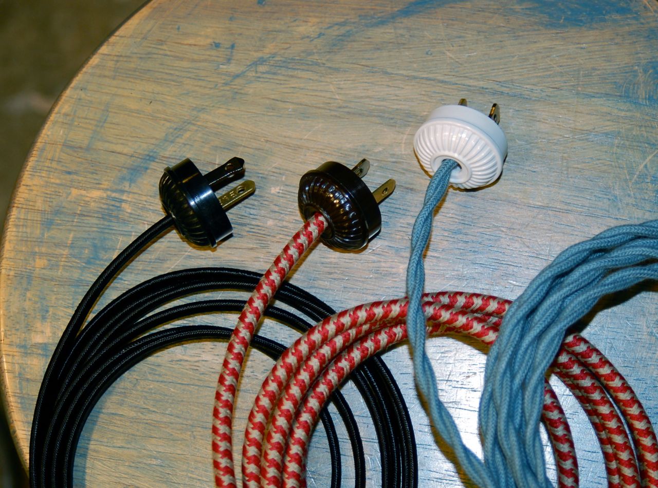 Replicated Bakelite Electrical Plugs Ribbed Design