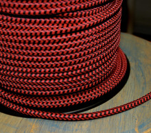 Black & Red Hounds-Tooth Round Cloth Covered 3-Wire Cord