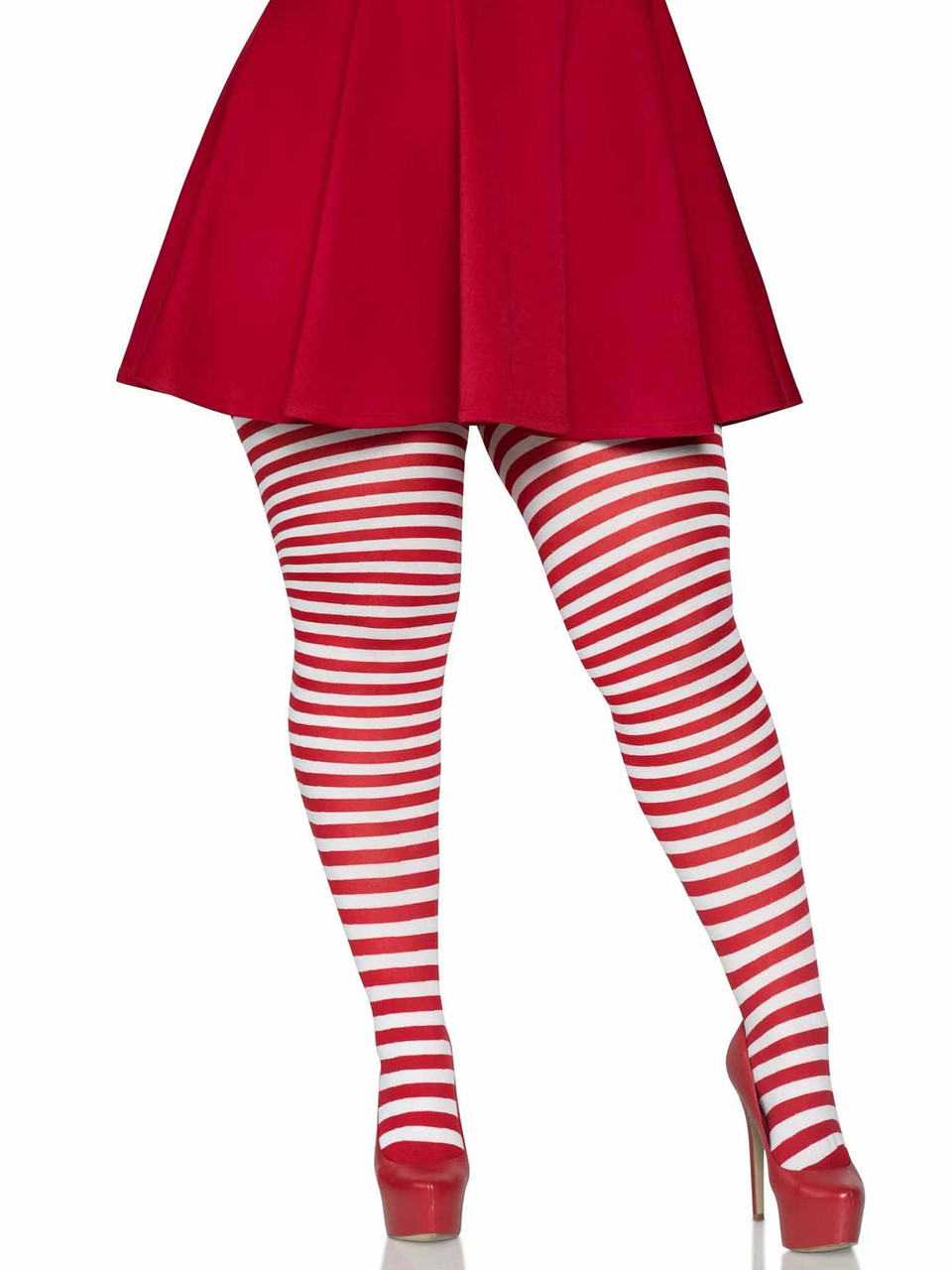 Leg Avenue Spandex Vertical Striped Stockings with 5 inch lace top - One  size