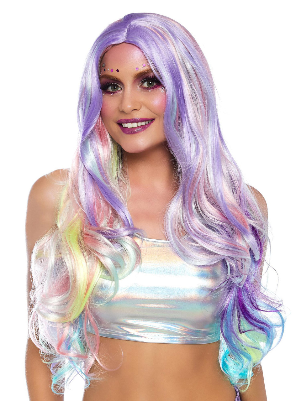 long rainbow wig