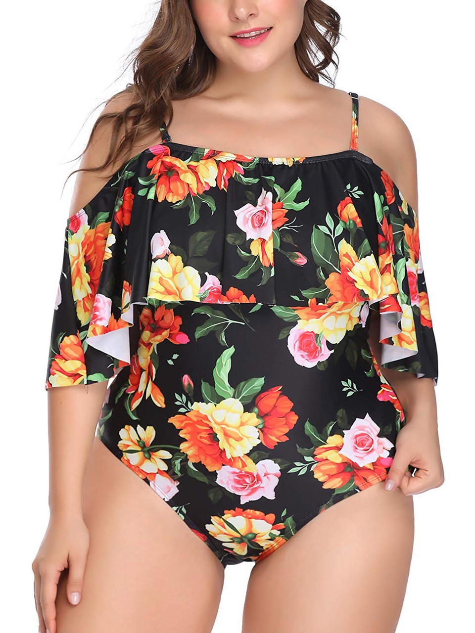 Plus size off sales the shoulder swimdress