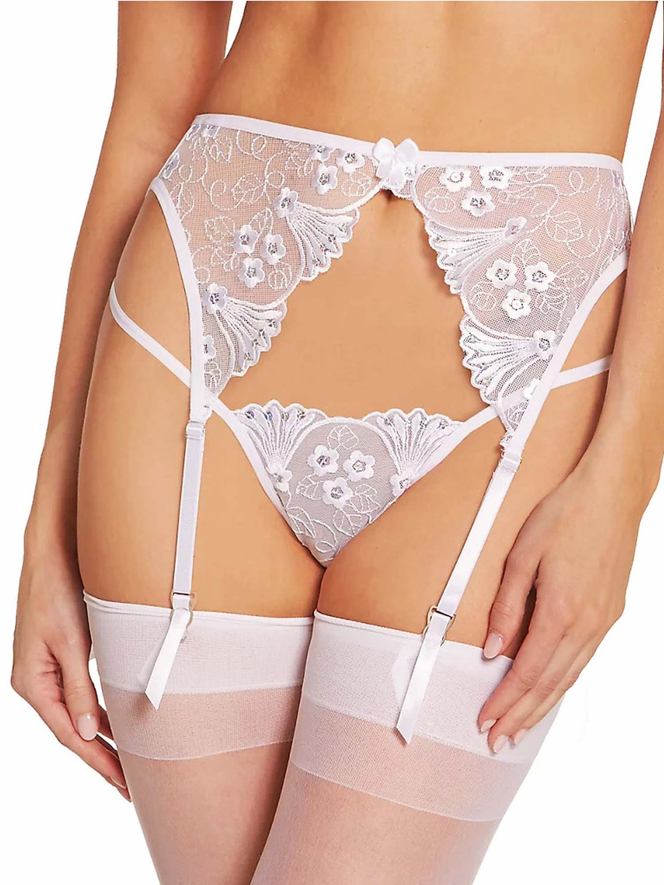 Prettylittlething Women's Lingerie White Swirl Embroidery Thong - Size 12