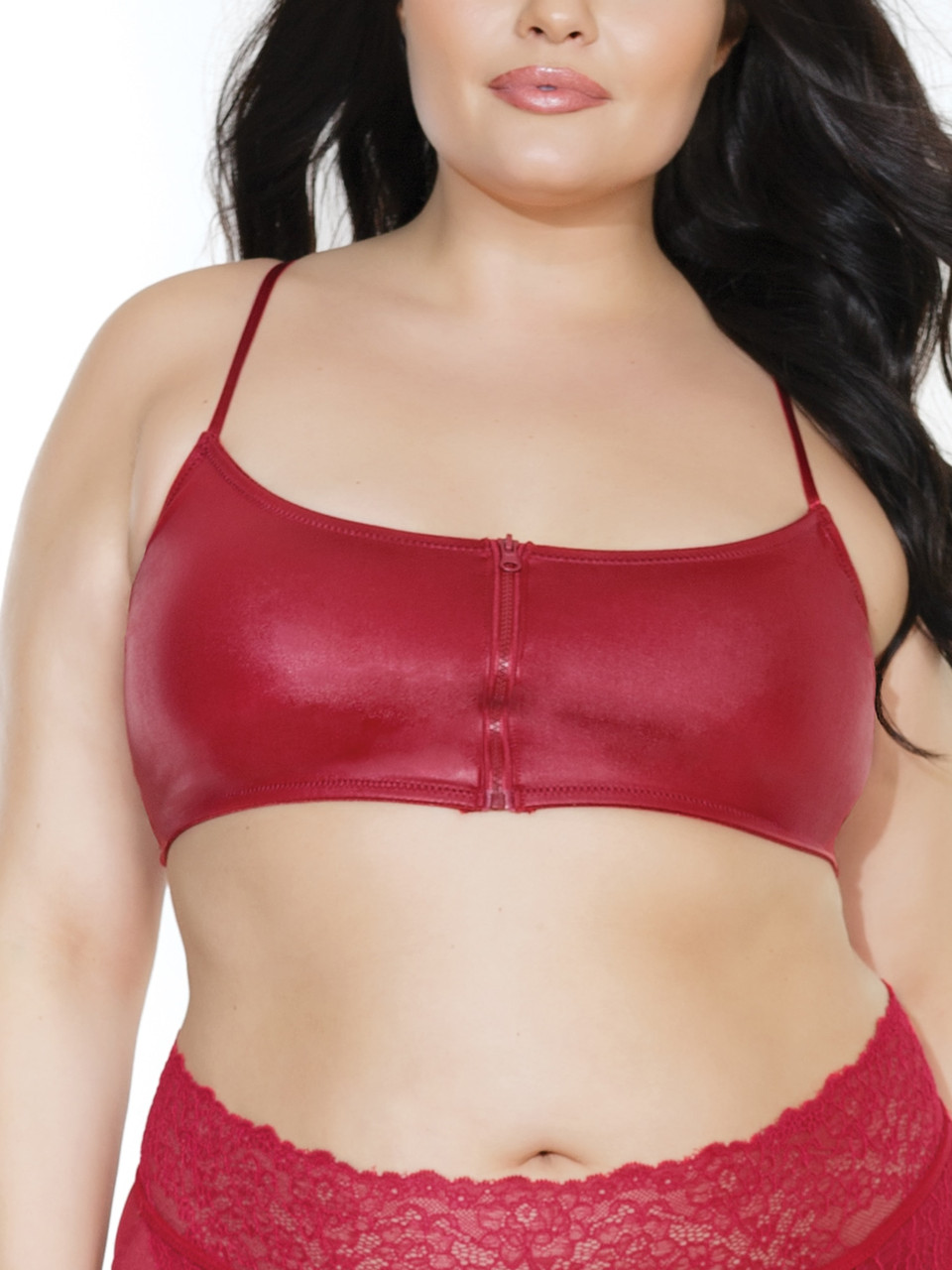 Womens Plus Size Pull Over Microfiber Bralette Cutout Detail