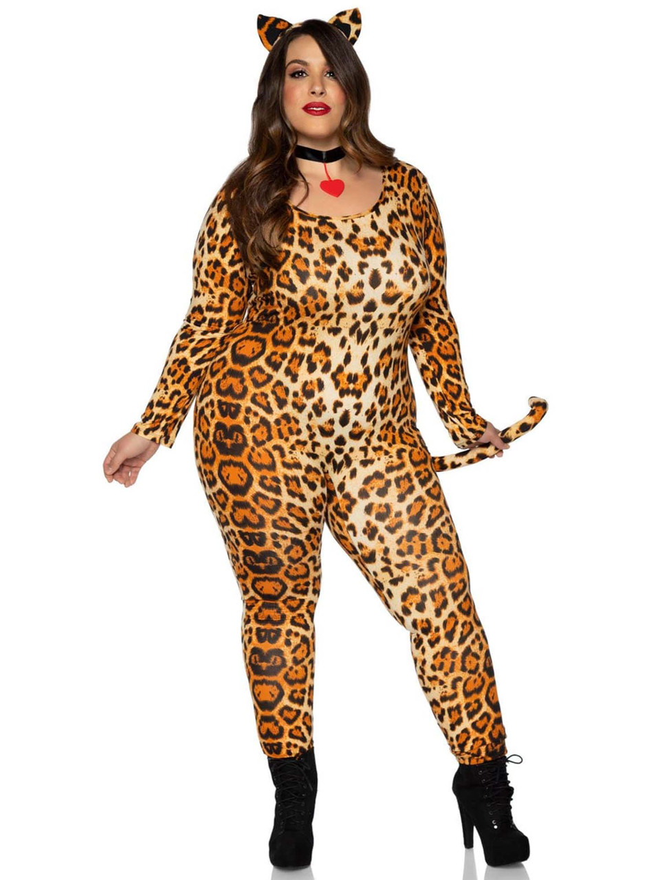 plus size leopard catsuit