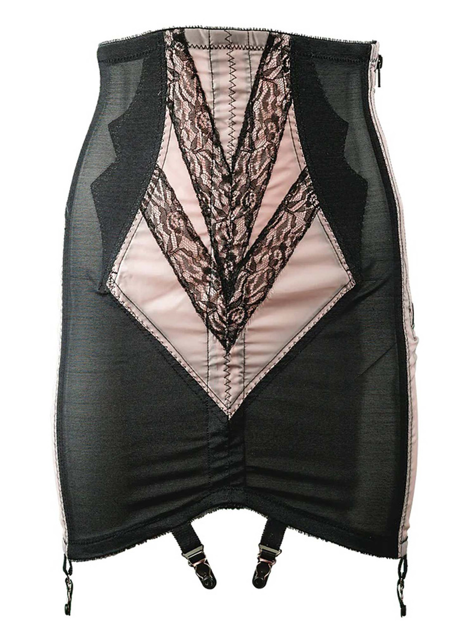 Women's Rago 1294 High Waist Open Bottom Girdle with Zipper (Pink/Black XL)