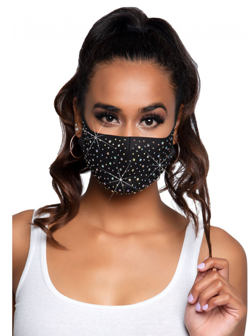 Assorted Rhinestone Face Mask Front View