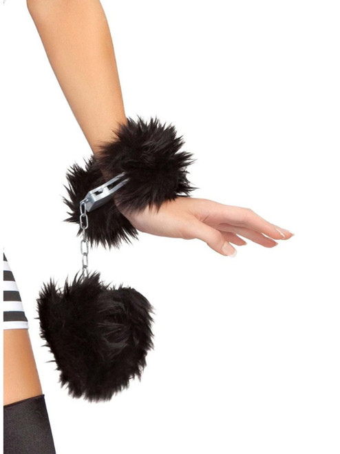 Fur Trimmed Handcuffs Costume Accessories
