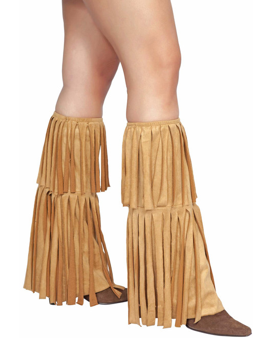 Faux Fur Viking Costume Leg Warmers with Strap Detail