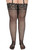 Elegant sheer hosiery for curvy silhouettes with a soft, stretchy lace border at the thigh, styled for boudoir or evening wear.