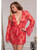 Women Plus Size Full Figure Sheer Red Lace Robe Front Alt
