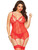 Women Plus Size Lace Gartered Lace and Fishnet Caged Chemise Slip