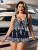 Plus Size Paisley Print Pin Up Swimdress Style Swimsuit Tankini Set Editorial