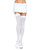 Plus Size Full Figure White Opaque Nylon Thigh High Stockings