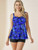 Plus Size Blue Swirl Fashion Print Tie Back Swimsuit Tankini Set