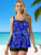 Plus Size Blue Swirl Fashion Print Tie Back Swimsuit Tankini Set