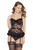 Faux Fur Trimmed Underwire Velvet and Lace Peplum Bustier