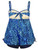 Plus Size Blue Leopard Print Tie Back Fashion Swimsuit Tankini Swimwear Set