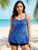 Plus Size Blue Leopard Print Tie Back Fashion Swimsuit Tankini Swimwear Set