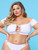 Womens Plus Size Off Shoulder Bikini Top Lace Up Grommet Detail Swimwear