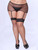 Plus Size Lace Top Fishnet Thigh High Attached Garter Belt Stockings