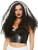 Womens Long Black White Curly Wig