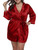 Women Plus Size Short Satin Robe Kimono Wrap Front Loungewear