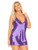Womens Purple Charmeuse V Neck Adjustable Chemise Lingerie Sleepwear