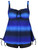 Plus Size Ombre Gradient Striped Tie Back Fashion Swimsuit Tankini Set Front View
