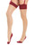 Cuban Heel Merlot Red Back Seam Sheer Thigh High Stockings