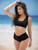 Women Sporty Adjustable Tie Back Black Bikini Set Swimwear Front View