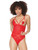 Womens Strappy Crotchless Caged Holiday Teddy Lingerie Alt