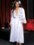 Womens White Plus Size Long Charmeuse and Lace Sleepwear Robe