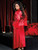 Womens Red Plus Size Long Charmeuse and Lace Sleepwear Robe Back