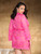 Plus Size All Over Stretch Lace Long Sleeved Hot Pink Robe Sleepwear