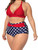 Womens Plus Size High Waist Halter Top Polka Dot Retro Bikini Swimwear Side View