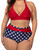 Womens Plus Size High Waist Halter Top Polka Dot Retro Bikini Swimwear Front View