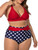 Womens Plus Size High Waist Halter Top Polka Dot Retro Bikini Swimwear Front Alt