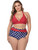 Womens Plus Size High Waist Halter Top Polka Dot Retro Bikini Swimwear Front View