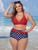 Womens Plus Size High Waist Halter Top Polka Dot Retro Bikini Swimwear Editorial Front View