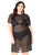 Women's Plus Size Sheer Dress Short Sleeve Black Mesh Cover Up Front