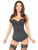 Women's Black Cotton Overbust Corset Front