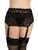Black Floral Lace Nickel Free Adjustable Garterbelt Garter Belt for Stockings Lingerie Front AN8001